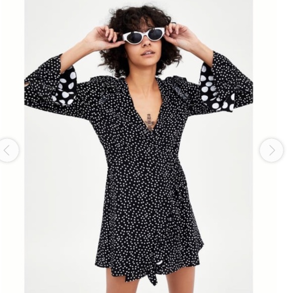 Zara Dresses & Skirts - Zara Polka Dot Ruffled Mini Skort Dress